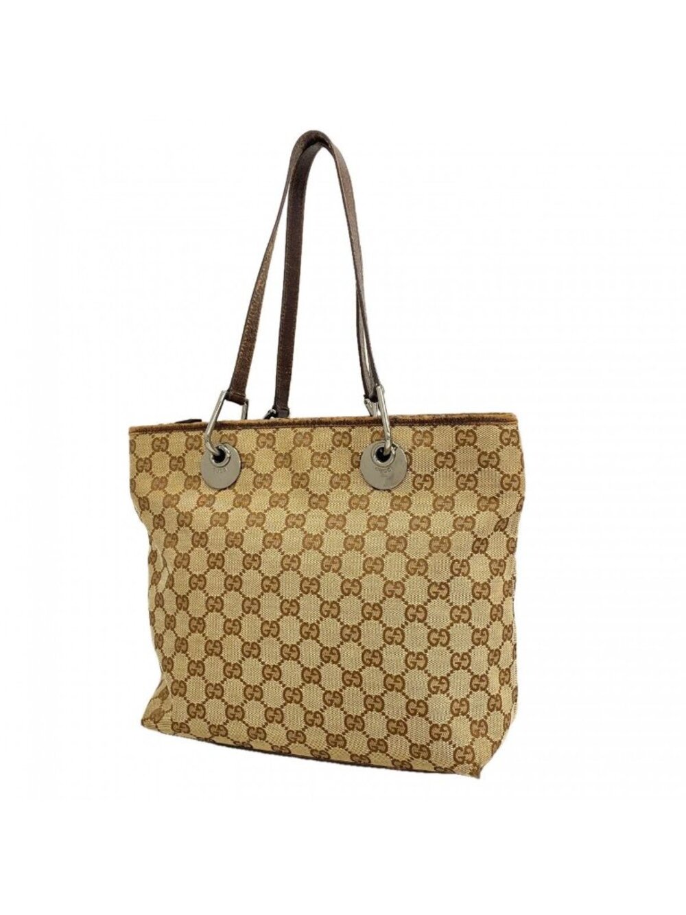Gucci Tote GG Canvas Brown Silver